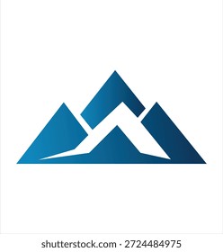Um logotipo de gradiente azul representando picos de montanha que formam uma letra oculta W, representando conquistas, ambientes externos e força.