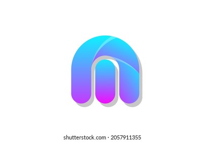 blaues Farbverlauf-Logo m Alphabet Buchstaben Design Symbol für Unternehmen. Geeignet als Geschäftslogotype 
