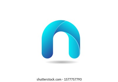 blue gradient logo n alphabet letter design icon for company. Suitable as a business logotype 