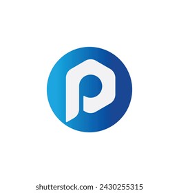 Blue gradient logo p alphabet letter design. P monogram Professional Blue Gradient Alphabet Letter P Logo.