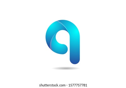 blue gradient logo q alphabet letter design icon for company. Suitable as a business logotype 