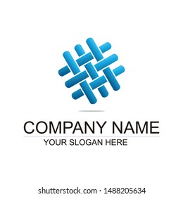 Blue gradient logo template with abstract shapes Free Vector
