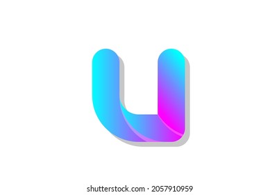 blue gradient logo u alphabet letter design icon for company. Suitable as a business logotype 