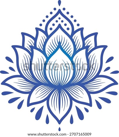 Blue gradient lotus flower mandala design floral
