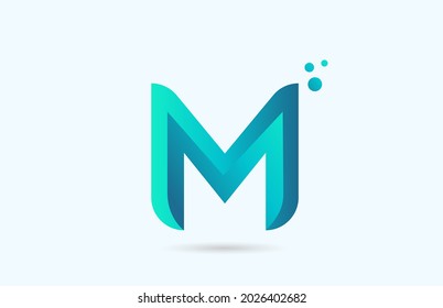 blue gradient M alphabet letter logo template. Creative design icon for company and business