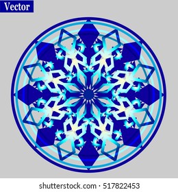 Blue gradient Mandala. Round Ornament Pattern. Oriental pattern Vector illustration