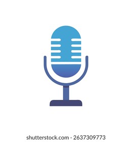 Blue gradient microphone vector illustration on a White Background