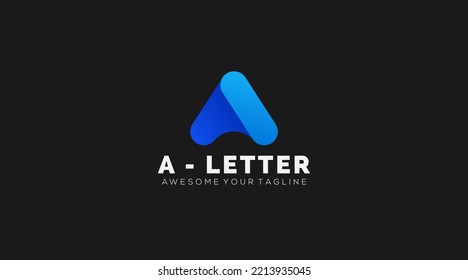 Blue Gradient Modern Letter A logo Design Vector