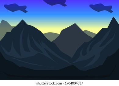 Fondo del paisaje montañoso azul