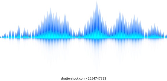 Blue gradient music waveforms are creating a colorful sound wave vector illustration, representing digital audio signal and studio equalizer