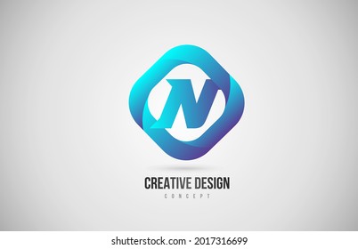 gradiente azul N icono del logotipo de la letra del alfabeto. Diseño creativo para la empresa