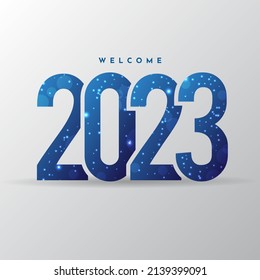 Blue Gradient New Year 2023 design background with sparkling glow effect.
Twenty Twenty Three vector design