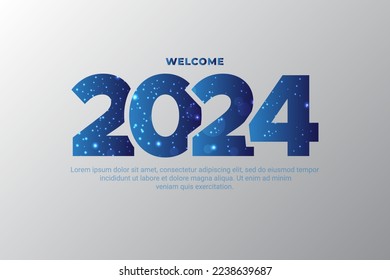 Fondo de diseño de degradado azul para el año nuevo 2024 con efecto de brillo brillante.
Veinte Veinticuatro diseños vectoriales