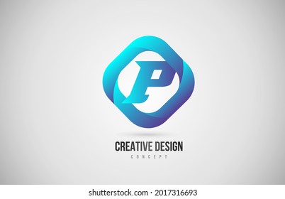 blue gradient P alphabet letter logo icon. Creative design for company
