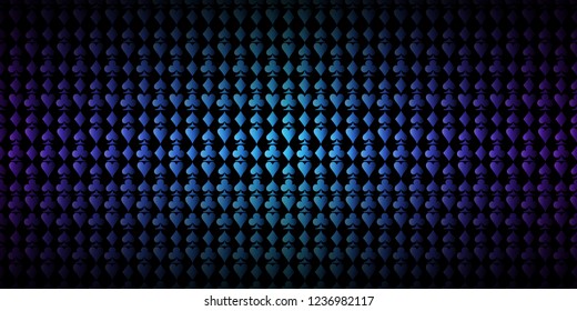 Blue gradient pattern of playing card symbols.