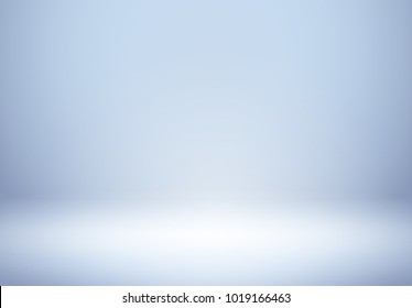 Blue gradient perspective backdrop for product display. Empty studio photo room background. Vector clean light interior scene mock up for your advertising design.