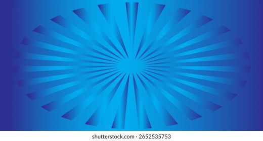 Blauer Farbverlauf-Pop-Art-Hintergrund im Comic-Cartoon-Stil mit Linien und Kreisen.
