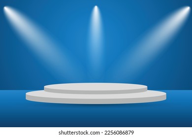 Blue Gradient Realistic 3D-Podium Hintergrund Vektordesign.