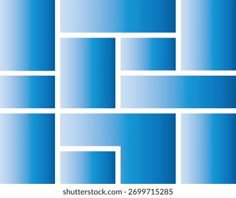 Blue Gradient Rectangles In A Geometric Grid Pattern On White abstract arrangement