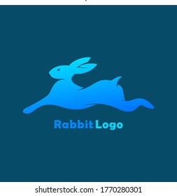 Plantilla de logotipo de Conejo en Curso de Gradiente Azul
