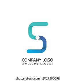 Blue gradient S logo design cool and trendy corporate vector art