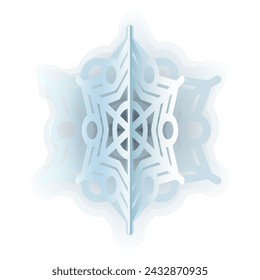 Silueta azul del gradiente del copo de nieve, elemento de la decoración del festival del invierno. Nieve de invierno, símbolo de milagro puro de Navidad. Icono de vector de color simple aislado sobre fondo blanco