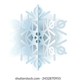 Blue Gradient silhouette of snowflake, element of winter festival decoration. Winter snow, Christmas pure miracle symbol. Simple colored vector icon isolated on white background
