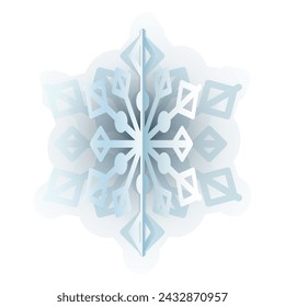 Blue Gradient silhouette of snowflake, element of winter festival decoration. Winter snow, Christmas pure miracle symbol. Simple colored vector icon isolated on white background