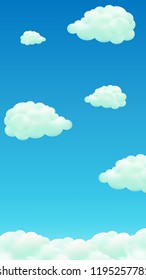 Blue gradient Sky and Clouds Vector Illustration Cartoon for Mobile Game