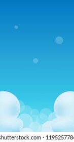 Blue gradient Sky and Clouds Vector Illustration Cartoon for Mobile Game