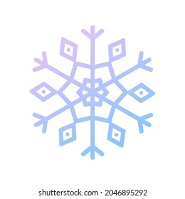 Blue gradient  snowflake. Icon logo design. Ice crystal winter symbol. Template for winter design. Isolated vector illustration 