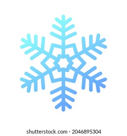 Blue gradient  snowflake. Icon logo design. Ice crystal winter symbol. Template for winter design. Isolated vector illustration 