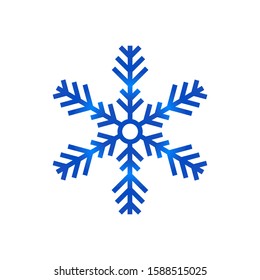Blue Gradient Snowflake vector icon for decoration isolated on white background