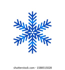 Blue Gradient Snowflake vector icon for decoration isolated on white background