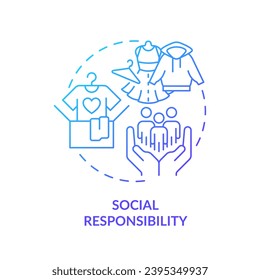 Blue gradient social responsibility icon concept, isolated vector, sustainable office thin line illustration.