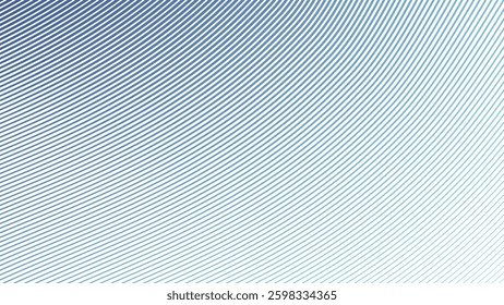Blue Gradient Stripes Pattern Background. Abstract Modern Backdrop Design. Stylish Smooth Lined Texture. Trendy Digital Wallpaper. Elegant Wavy Graphic Template. Minimalist Flowing Aesthetic