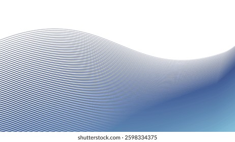 Blue Gradient Stripes Pattern Background. Abstract Modern Backdrop Design. Stylish Smooth Lined Texture. Trendy Digital Wallpaper. Elegant Wavy Graphic Template. Minimalist Flowing Aesthetic