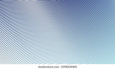 Blue Gradient Stripes Pattern Background. Abstract Modern Backdrop Design. Stylish Smooth Lined Texture. Trendy Digital Wallpaper. Elegant Wavy Graphic Template. Minimalist Flowing Aesthetic