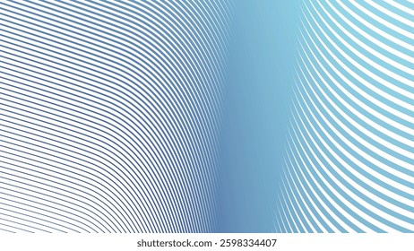 Blue Gradient Stripes Pattern Background. Abstract Modern Backdrop Design. Stylish Smooth Lined Texture. Trendy Digital Wallpaper. Elegant Wavy Graphic Template. Minimalist Flowing Aesthetic