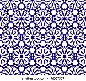 blue gradient style floral illustration. complex geometric vector pattern of interwoven lines and shapes. seamless texture. for interior design, wallpaper,