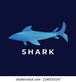 Blue gradient style shark logo Premium Vector