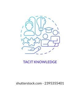 Blue gradient tacit knowledge thin line icon concept, isolated vector, illustration representing knowledge management