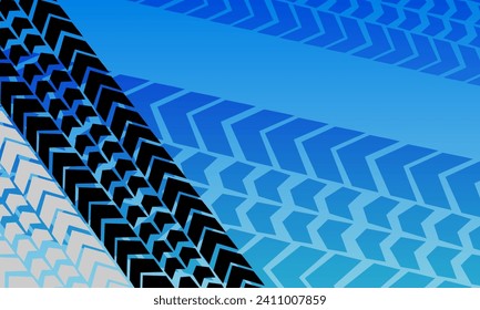 Blue gradient tire tracks background.