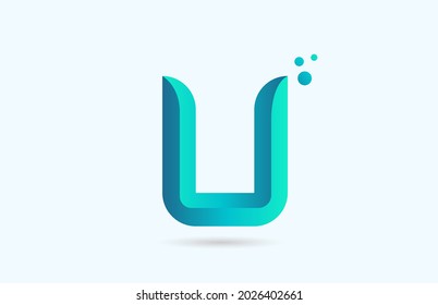 plantilla de logotipo de letra de alfabeto U de gradiente azul. Icono de diseño creativo para empresas y negocios