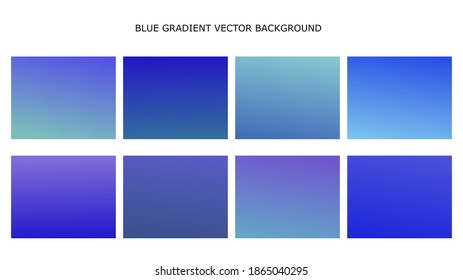 Blue gradient vector colorful abstract background set. Minimalist blue shades multicolor gradient vector design, sky or water concept simple blue pattern