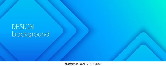 Blue gradient vector long banner  Business minimal abstract background and 3D rhombus   copy space for text  Social media header  web baner