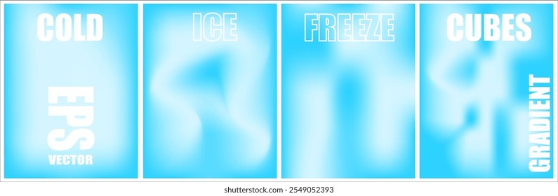 Blue gradient vector set of 4 , Abstract style background water ice cube .Gradient stories design template for poster, social post