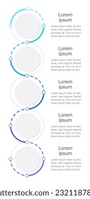 Blue gradient vertical infographic chart design template. Abstract infochart with copy space. Instructional graphics with 5 step sequence. Visual data presentation. Arial Regular font used