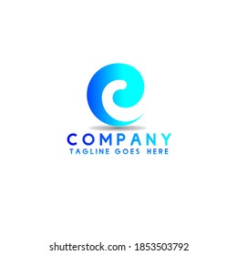 logotipo de agua de gradiente azul con estilo moderno