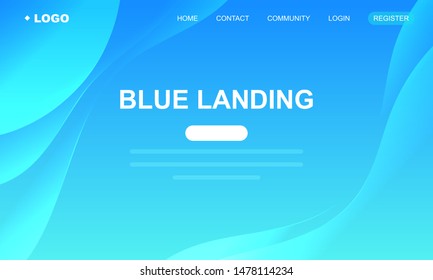 Blue gradient wave abstract background for landing page